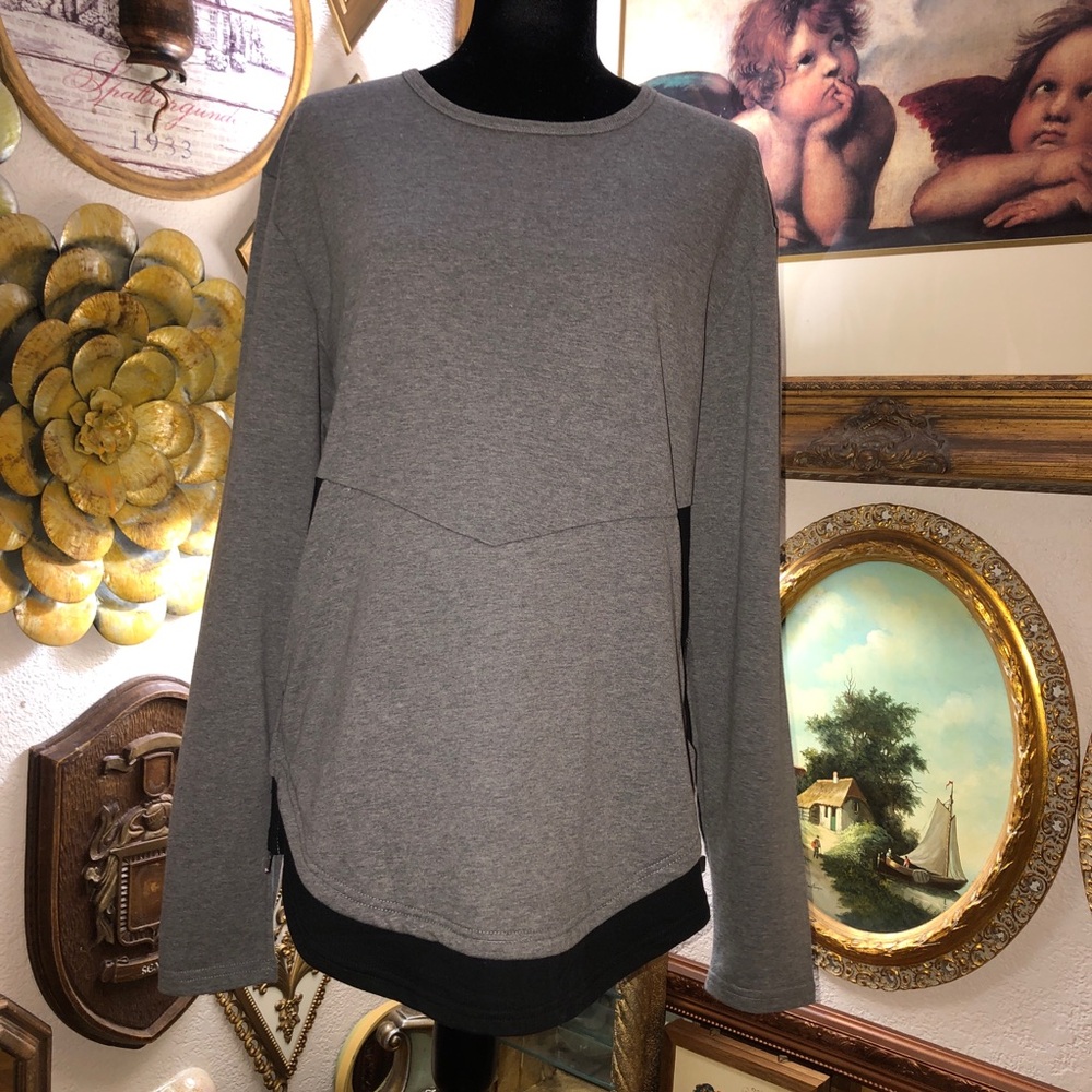 BLU ROCK SWEATER black&grey SZ L ZIPPERS ON BOTH SIDES with pockets